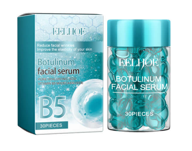 B5 Facial Capsule Serum, Botulinum serum with hyaluronic acid and collagen, 30 pieces for improved skin elasticity.