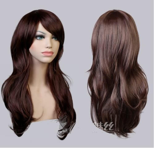 Long, wavy brown wig for cosplay in Europe and America styles, perfect for anime fans, factory direct purchase.