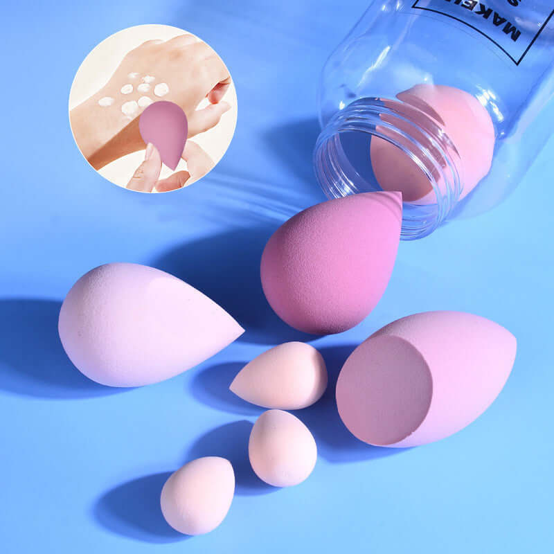 Drift Bottle Boxed Beauty Egg set with 5 non-latex makeup sponges in various colors for a flawless finish.