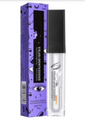 Eyelash nourishing liquid in sleek packaging for thicker, healthier eyelashes with essential nutrients.