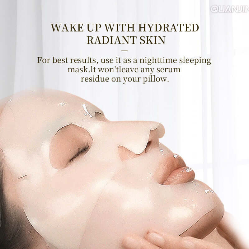 Person using a collagen face mask for hydration and brightening, promoting radiant skin overnight.