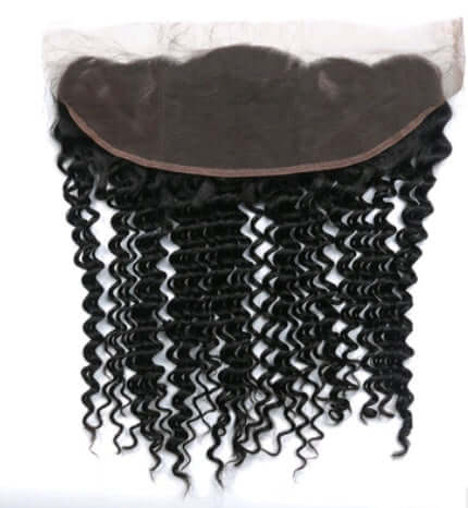 Front lace 4x13 lace frontal deep wave wig made from real human hair, suitable for all skin tones and face types.
