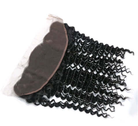 Front lace 4x13 lace frontal deep curl real hair wig for any skin tone and face type, medium long length.