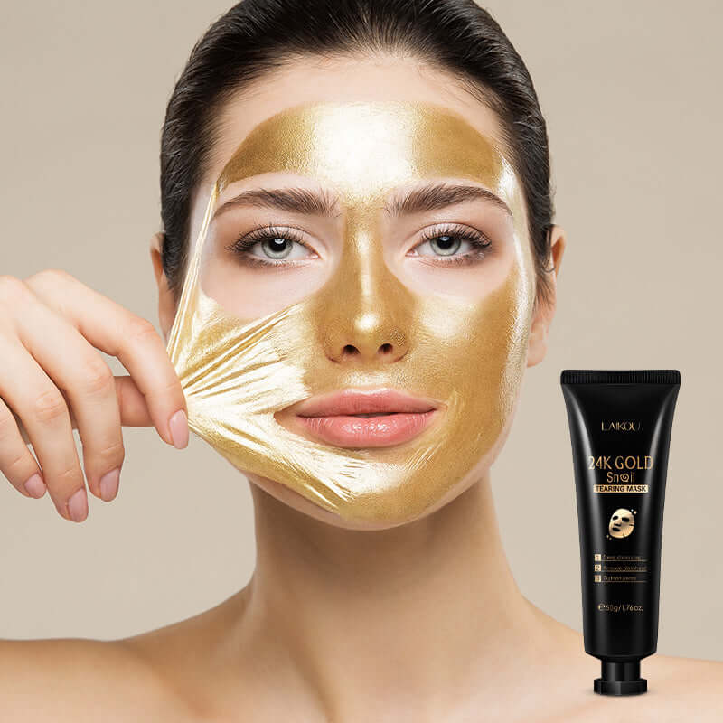 Hydrating Gold Foil Snail Tear-Off Mask in use, highlighting skincare benefits for a radiant complexion.