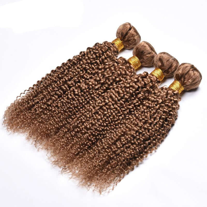 Kinky curly wave human hair extensions, medium length, suitable for all skin tones and face types, 4 bundles.