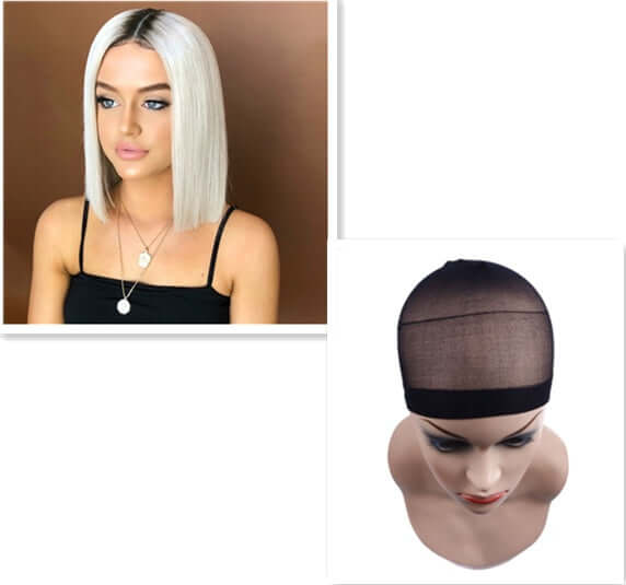 Ruili ladies wig headgear featuring sleek bob style and black wig cap suitable for all skin tones and face types.