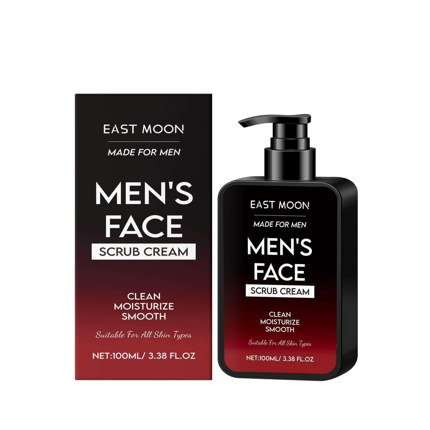 Men's Face Scrub Cream by East Moon, designed for clean, moisturized, and smooth skin. Suitable for all skin types.