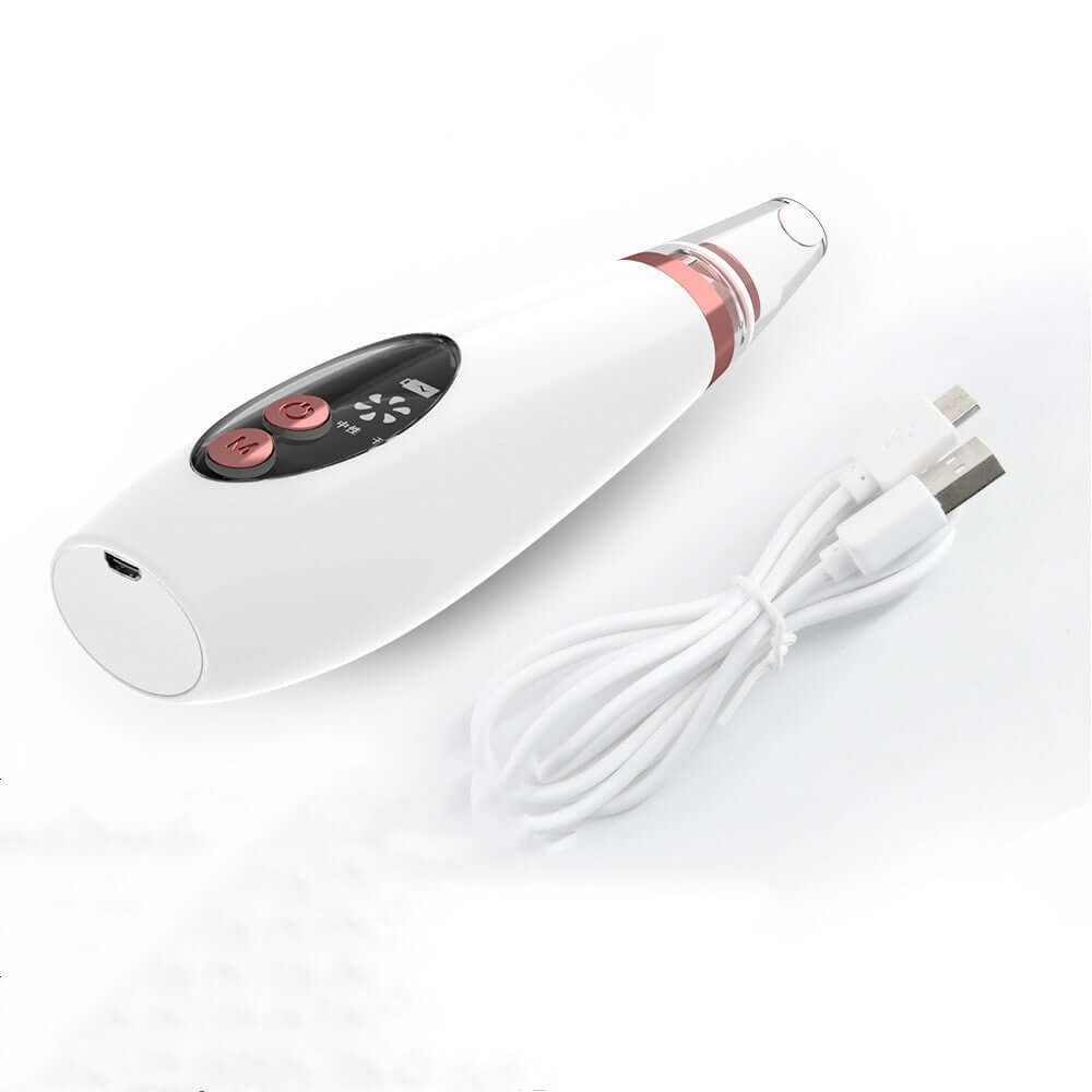 Microcrystalline blackhead remover instrument with USB charger for household cosmetic use.