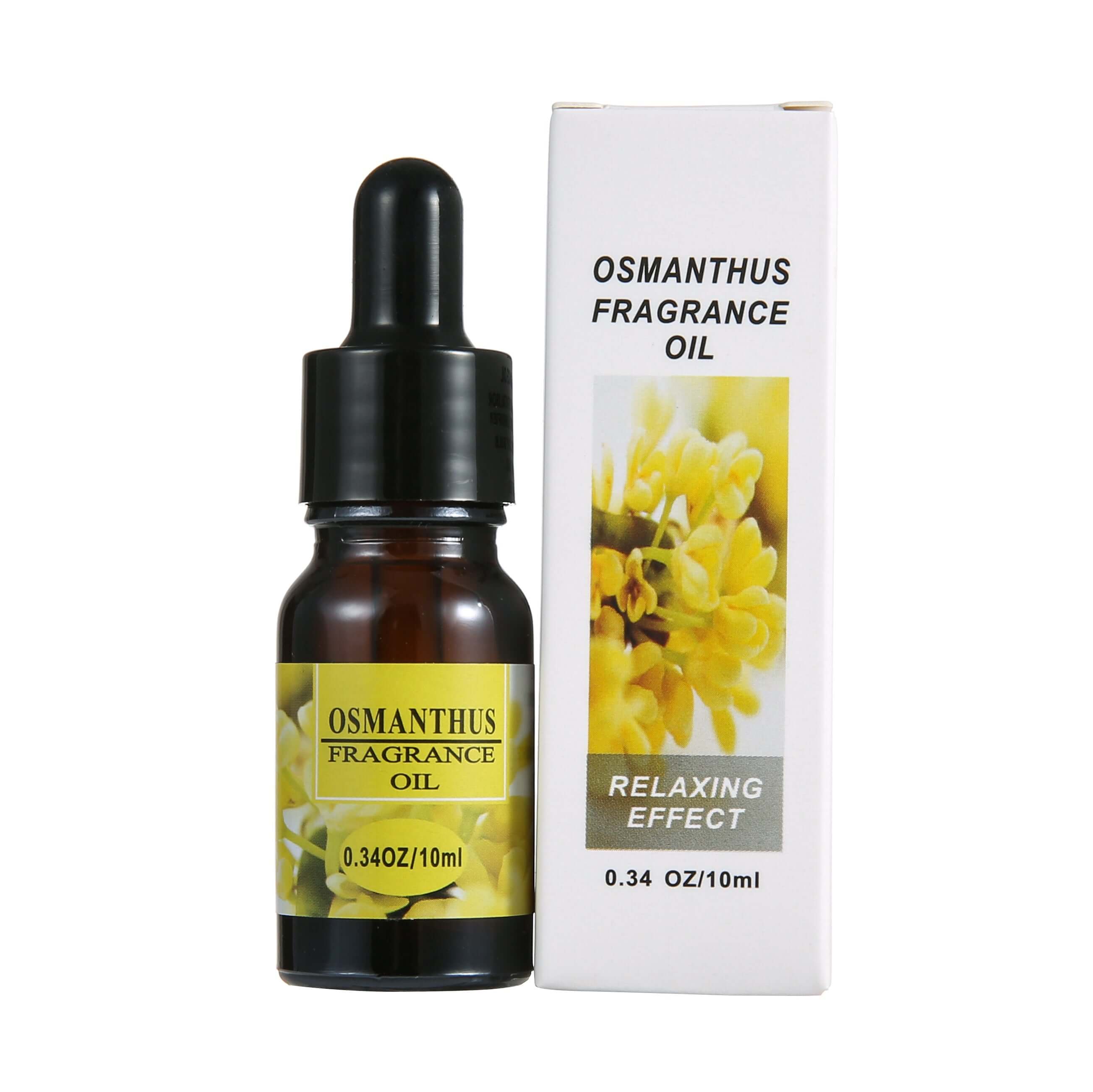 Osmanthus fragrance oil bottle with relaxing effect, 0.34 oz size for aromatherapy and home use.
