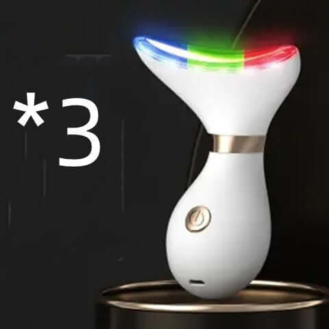USB rechargeable tightening beauty instrument for wrinkle removal with blue, green, and red light modes.