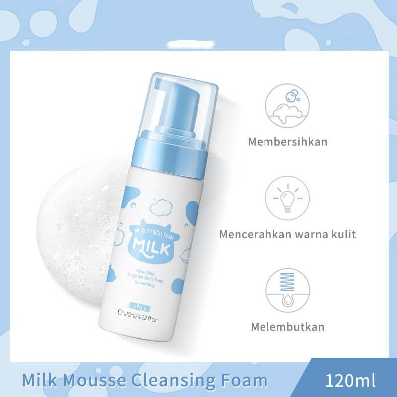 Milk Mousse Cleansing Foam 120ml for deep cleansing, skin brightening, and softening effect.