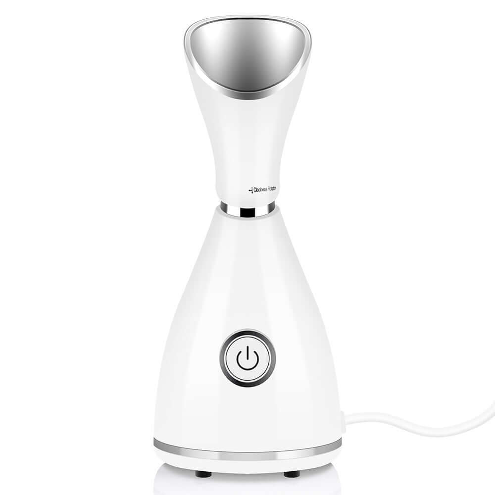 Beauty steamer facial moisturizer in white, features thermal spray and humidifier for skincare routine.