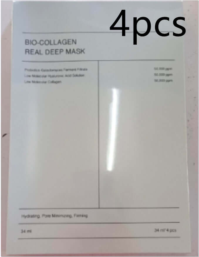 Bio-Collagen Real Deep Mask, 4pcs, hydrating, pore minimizing, firming, skin care treatment.