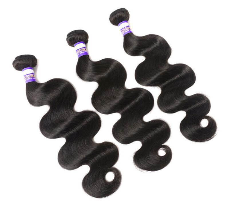 Body wave Brazilian hair curtain made from real human hair, 1B natural color, available in 8-30 inches, 100g per bundle.