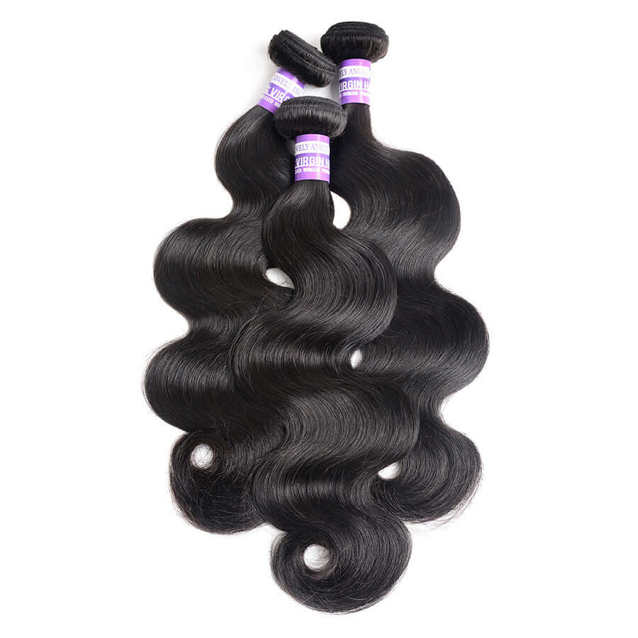 Body wave Brazilian hair curtain made from real human hair, 1B natural color, 8-30 inch, double layered, can be dyed and styled.