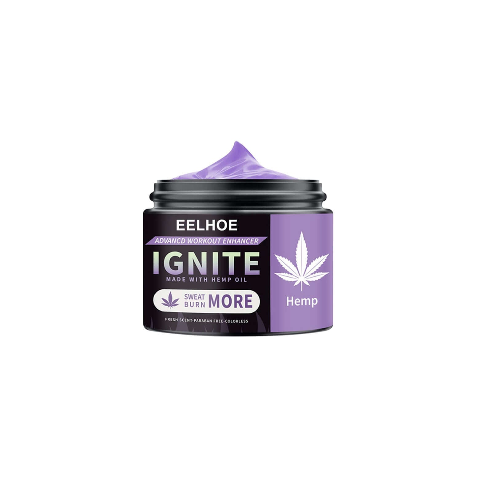 EELHOE Ignite Abdominal Strength Cream with Hemp Oil for enhanced workout, 50g jar, sweat and burn more effectively.