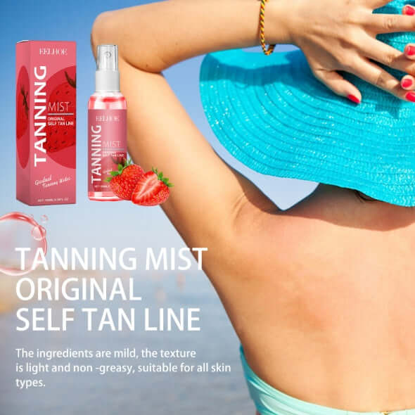 EELHOE Strawberry Tanning Mist offers a lightweight, non-greasy tanning solution for sun-kissed skin.