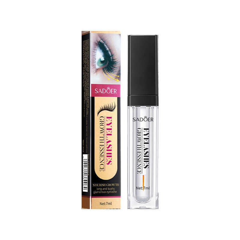 Eyelash nourishing liquid for thick, healthy, and curly lashes, featuring SADOER brand packaging.