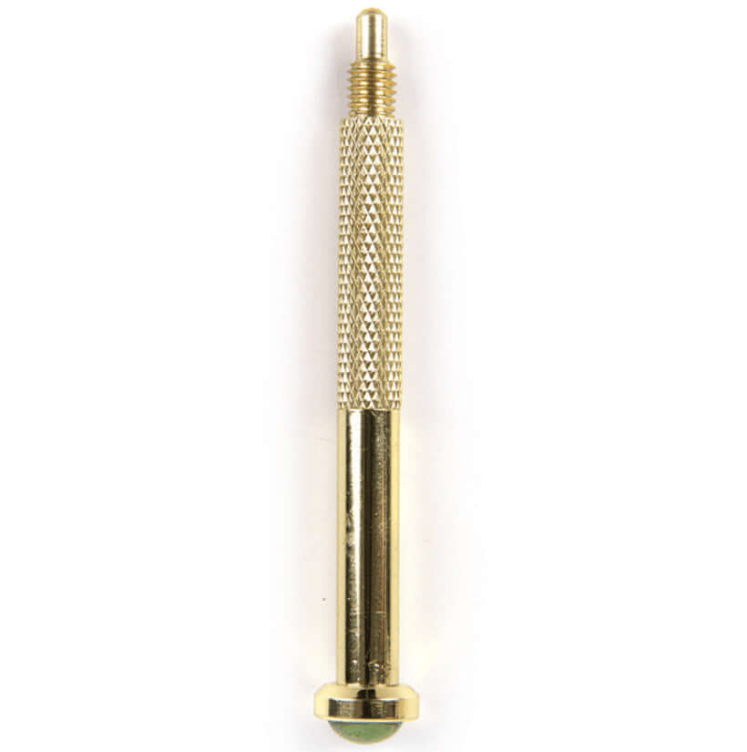 Gold nail art tool with knurled grip for easy handling, perfect for DIY nail designs and applying nail accessories.