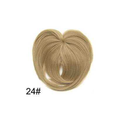 Synthetic blonde hair bangs piece, 22cm long, straight texture, portable hair accessory, color 24#