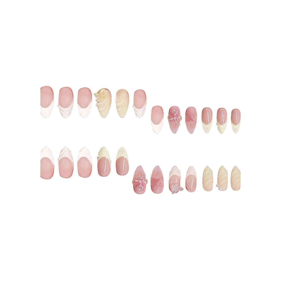 Hot selling leopard nail art with handmade almond short design, featuring various pink and nude patterns, ideal for ladies.