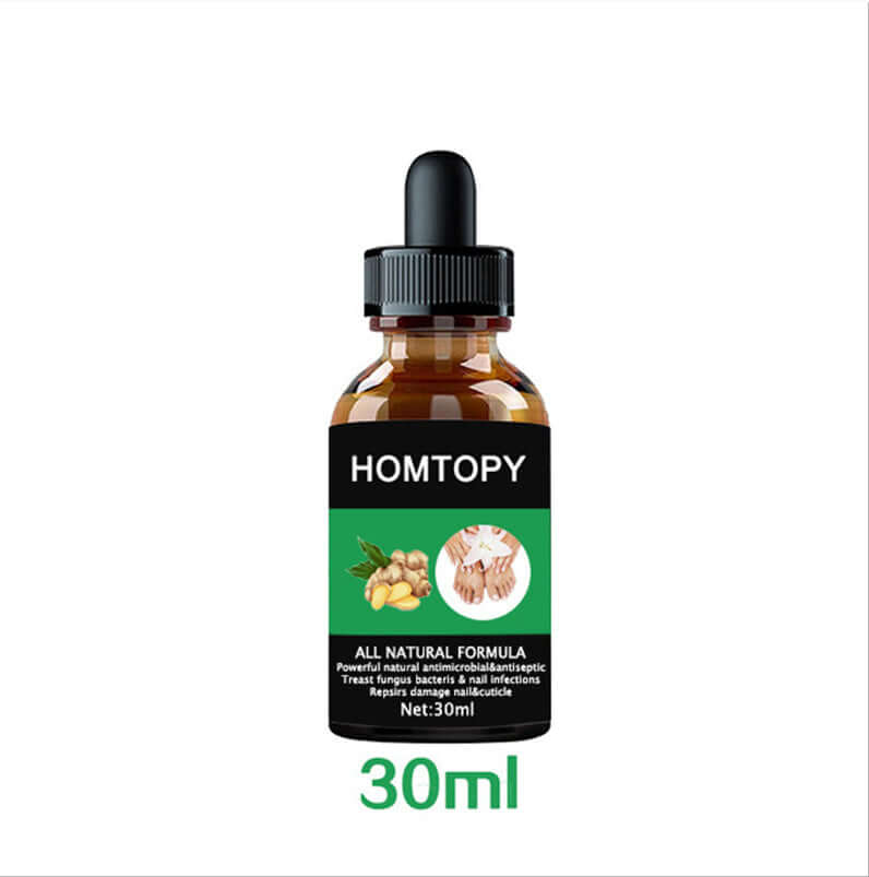 30ml HOMTOPY all-natural formula nail fungus treatment serum for effective care and infection prevention.