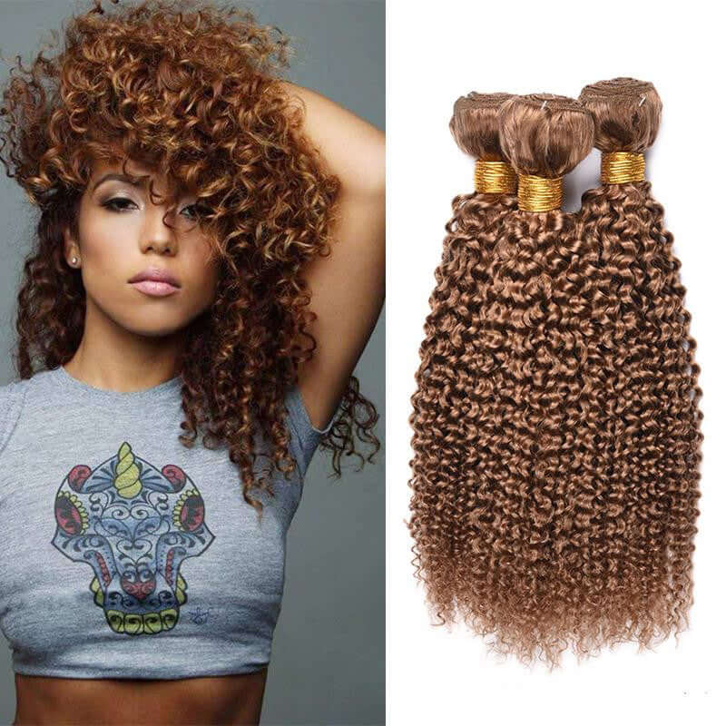 Kinky curly wave human hair wig and bundles, medium length, suitable for all skin and face types.