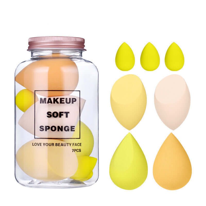 Drift Bottle Boxed Beauty Egg with 7 powder-free makeup sponges in pastel colors, perfect for flawless application.