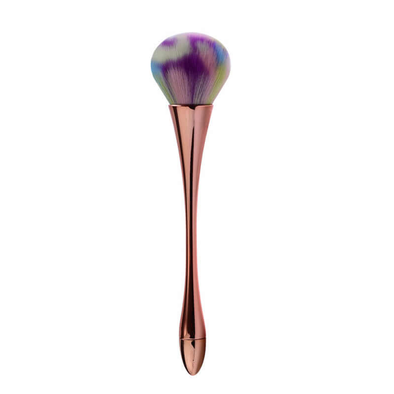 Colorful professional make-up brush with a rose gold handle, designed for a flawless makeup application.