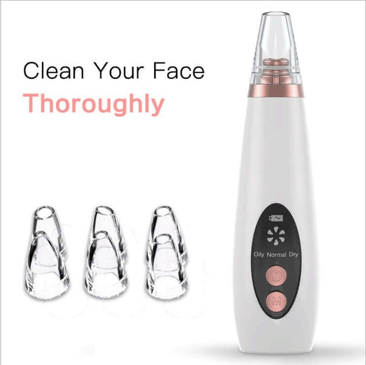 Microcrystalline blackhead remover with suction technology and interchangeable tips for thorough facial cleansing.
