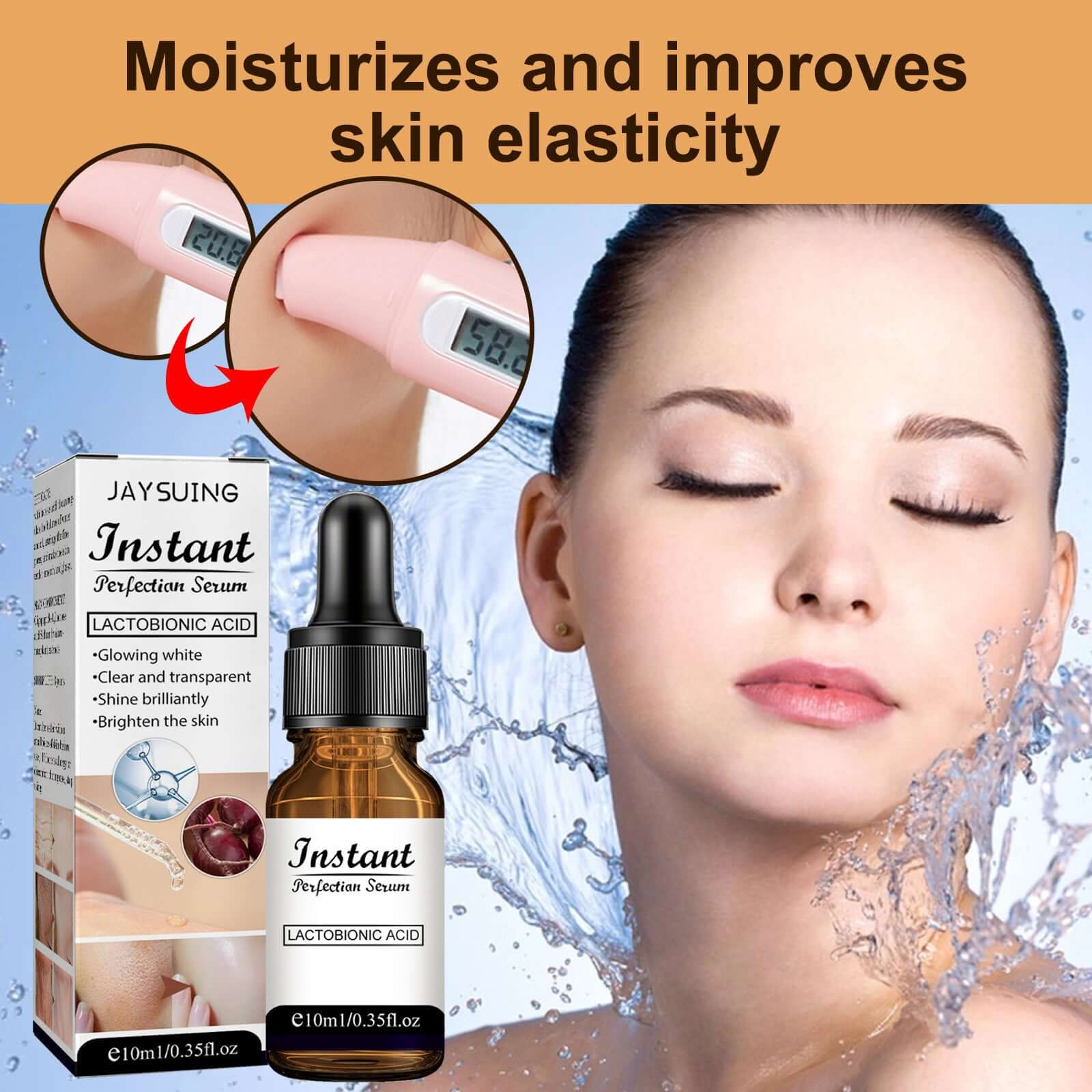 Shin Moisturizer Hydrating Facial Serum with Hyaluronic Acid for nourished skin and improved elasticity.