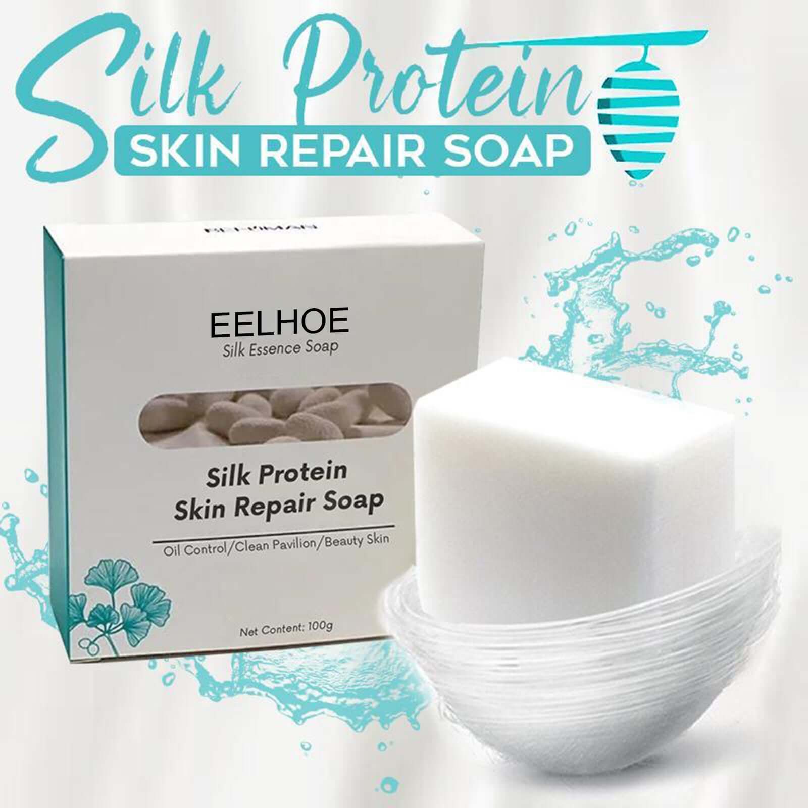 Handmade Silk Protein Skin Repair Soap bar with moisturizing natural ingredients for rejuvenating and cleansing skin.