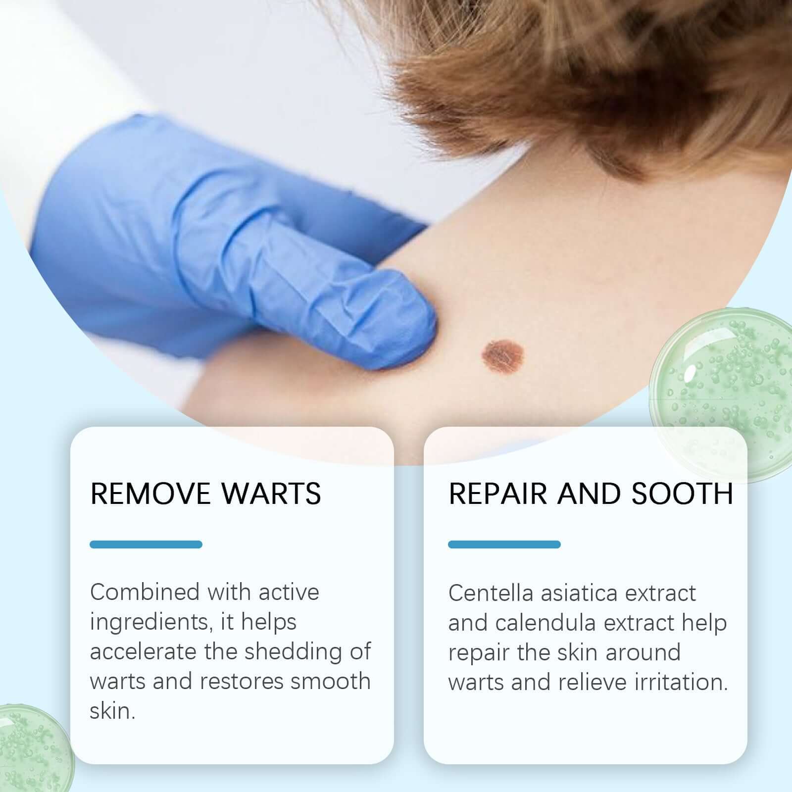Skin Care Cleaning Patch for wart removal, featuring active ingredients for smooth skin and soothing benefits.