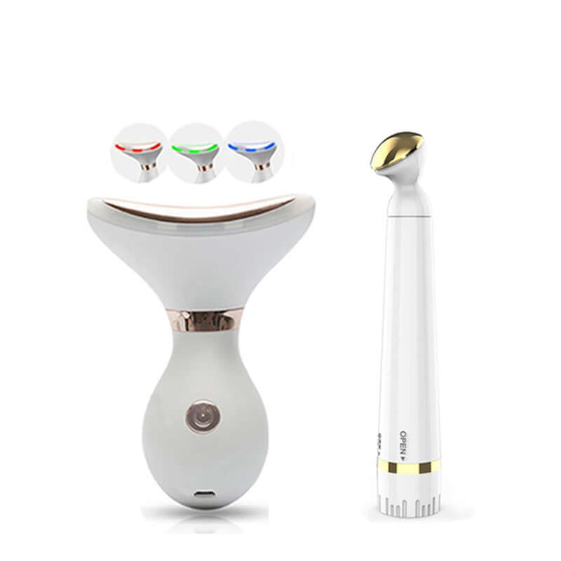 Tightening beauty instrument for neck wrinkles, featuring three color light modes for skin rejuvenation and collagen regeneration.