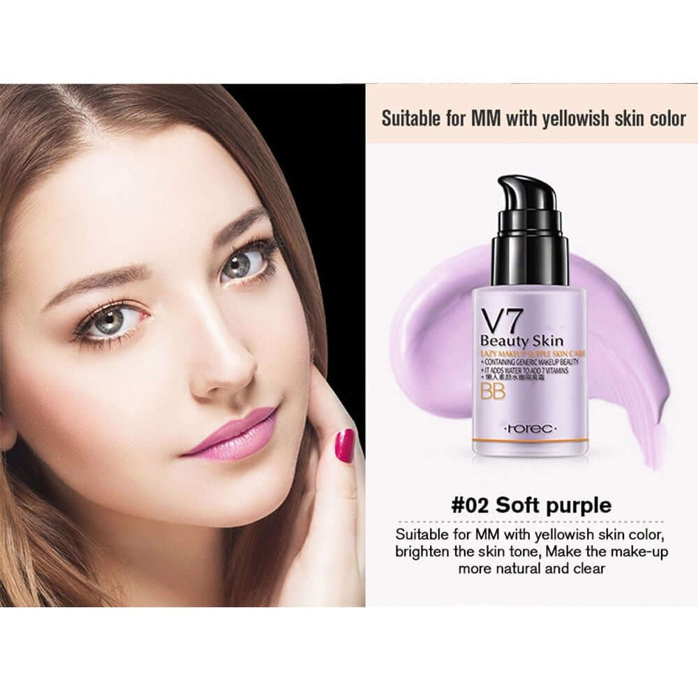 V7 Beauty Skin Soft Purple Cream Concealer Foundation, brightens skin tone, suitable for yellowish skin.